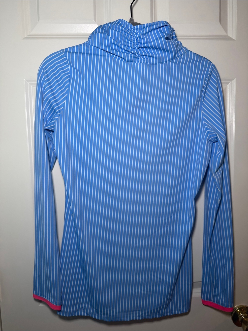 Jude Connally Blue and White Striped Long-Sleeve Zip with Pink Trim - Picture 3 of 3